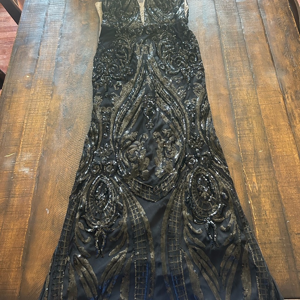 Giani Bernini Black Embellished Prom Dress